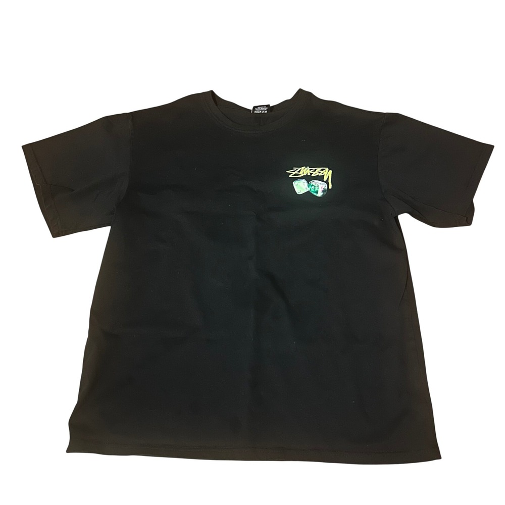 Stussy Chrome Dice Graphic T-Shirt Black XXL Streetwear Short Sleeve Tee